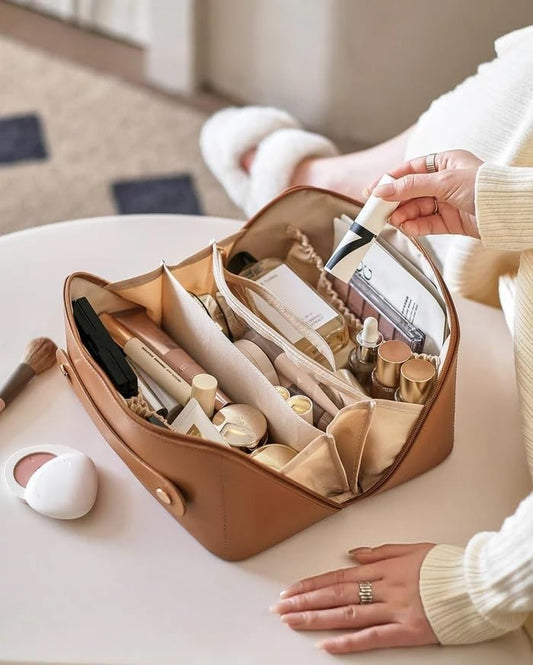 Portable PU Leather Makeup Organizer