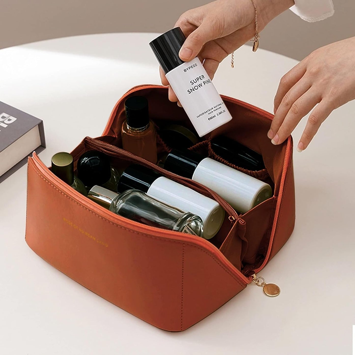 Portable PU Leather Makeup Organizer