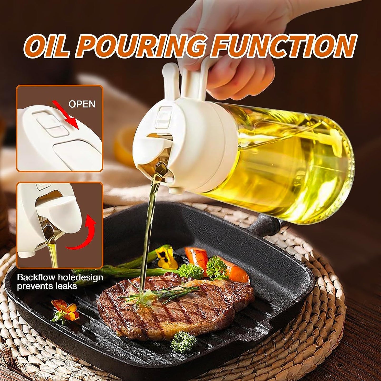 2-in-1 Oil Sprayer & Dispenser Bottle